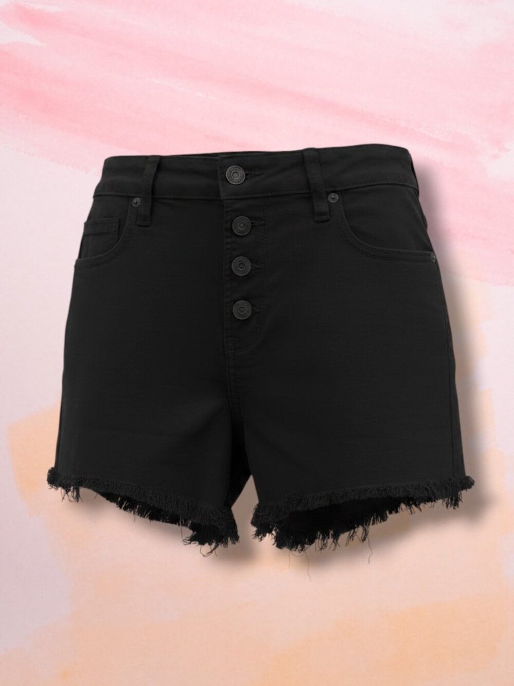 Hidden LA Distressed‎ Raw Fringe Hem Black Denim Shorts Size M
